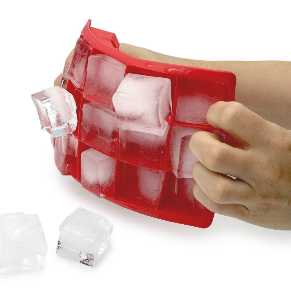 STARFRIT 092833 Silicone Ice Cube Tray with Lid - 15 Large Ice Cubes, BPA-Free Flexible Red Ice Mold for Cocktails, Whiskey & Beverages - Perfect for Home Bars, Parties & Kitchen Use