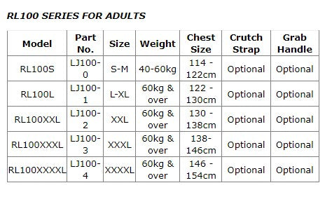 RL100L Life Jacket (PFD) Level 100 for Large Adults 60+ Kgs - Water Sports, Boating & Fishing Safety Gear
