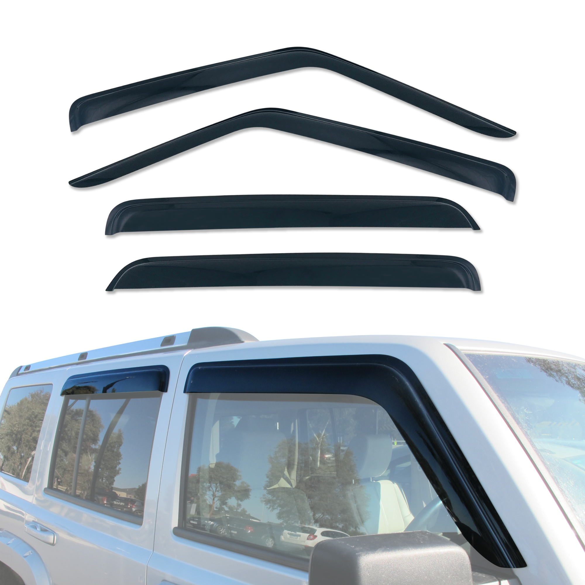 2006-2011 Jeep Commander XH Series Weather Shields - Durable Rain Guards & Window Deflectors for All-Weather Protection | Perfect for Off-Roading, Camping & Daily Commuting