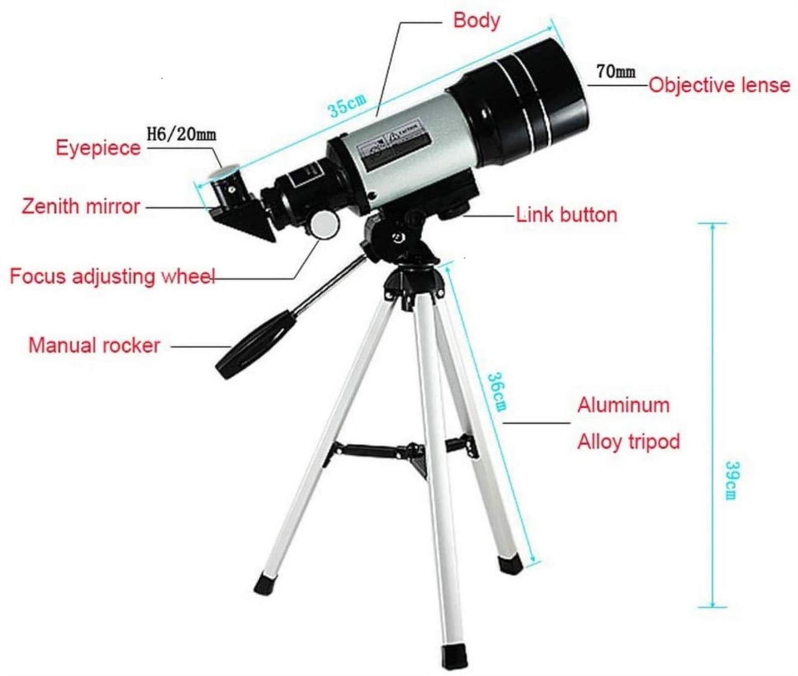 ABNNHK 70mm Portable Refractor Telescope for Kids & Astronomy Beginners - Includes Magnification Eyepieces, Tripod & Finder Scope | Perfect for Stargazing, Moon Observation & Outdoor Exploration