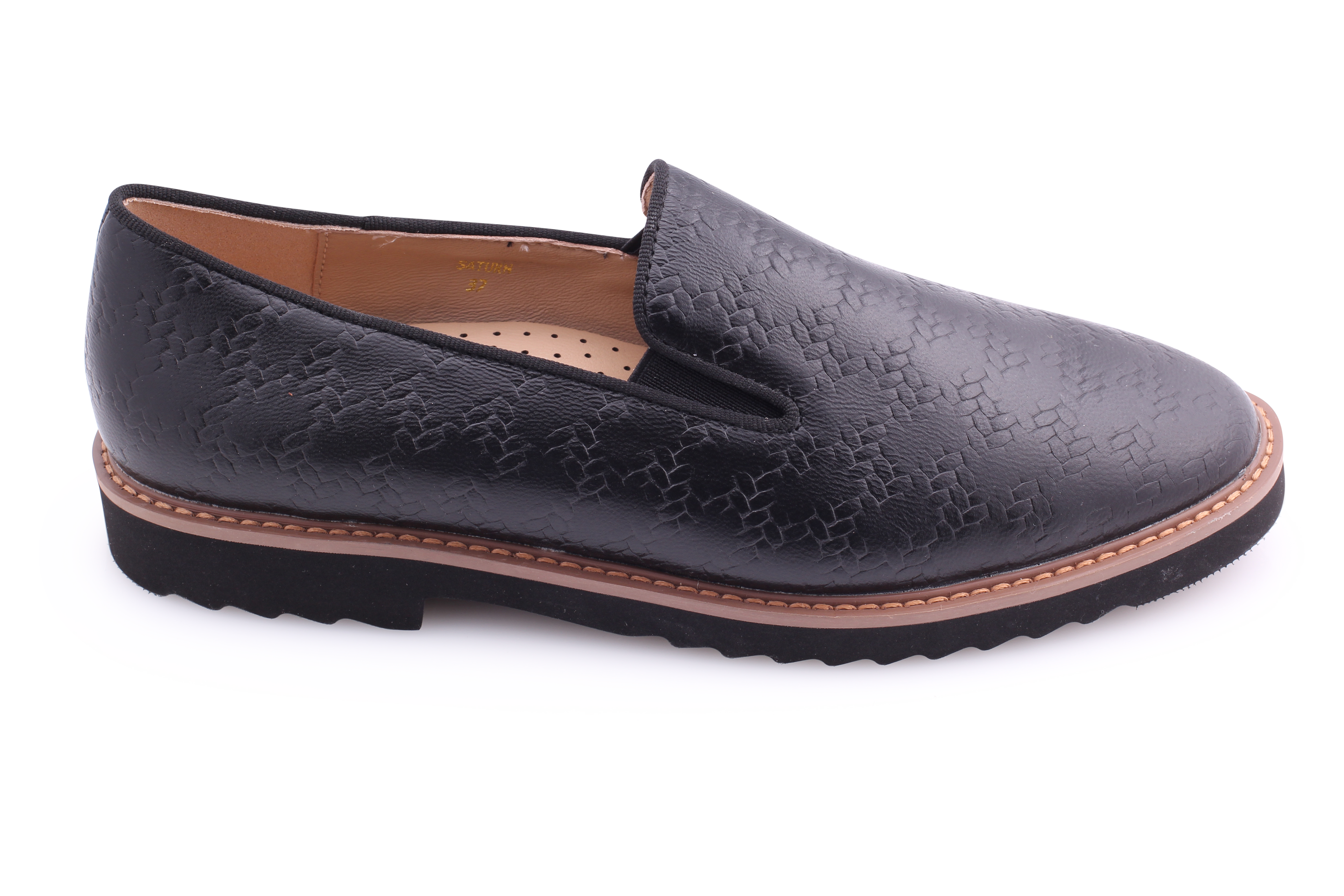 Black Embossed Leather