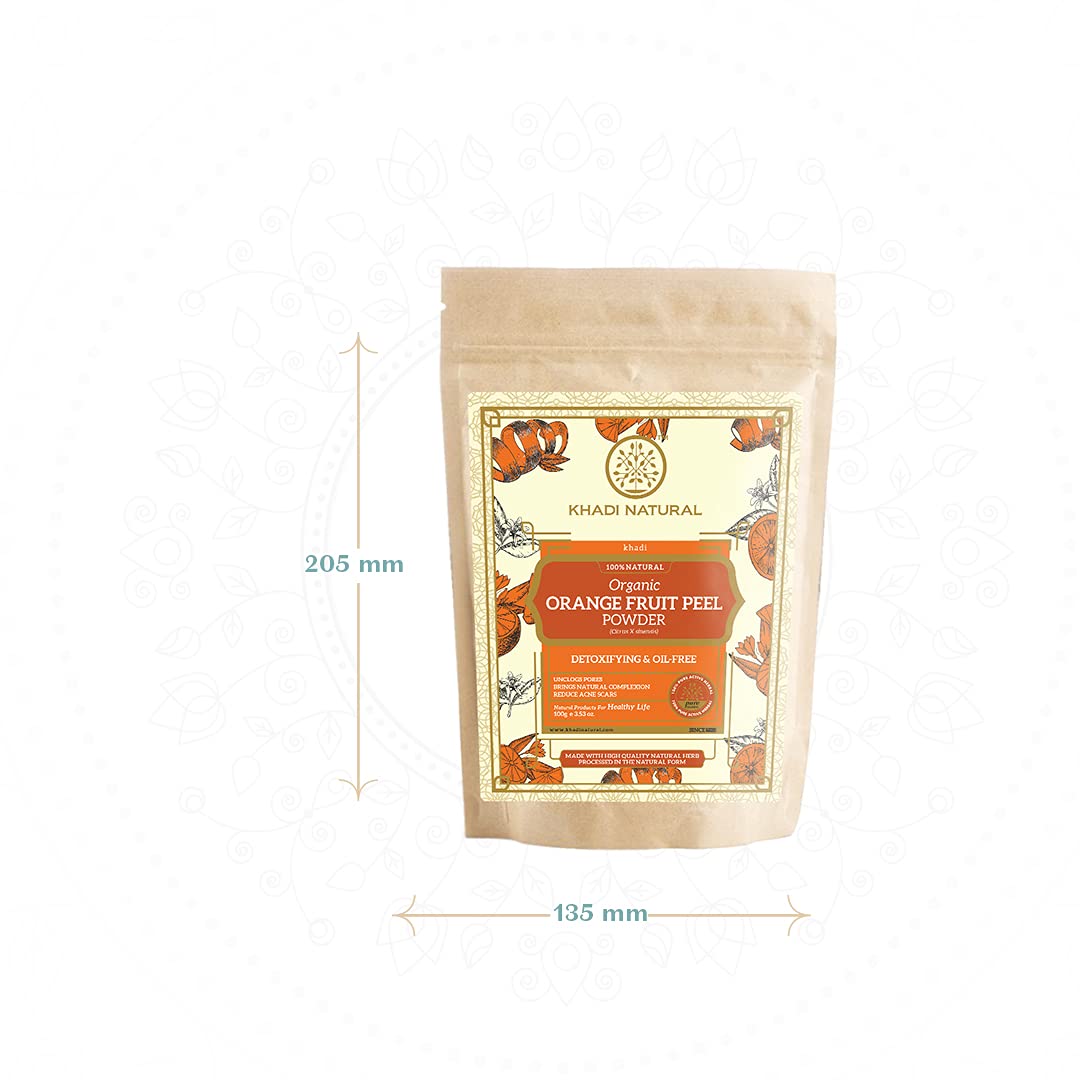 KHADI NATURAL Organic Orange Fruit Peel Powder - Pack of 2 (2x100g) 200g | Exfoliating & Brightening Face Mask | DIY Skincare & Hair Care