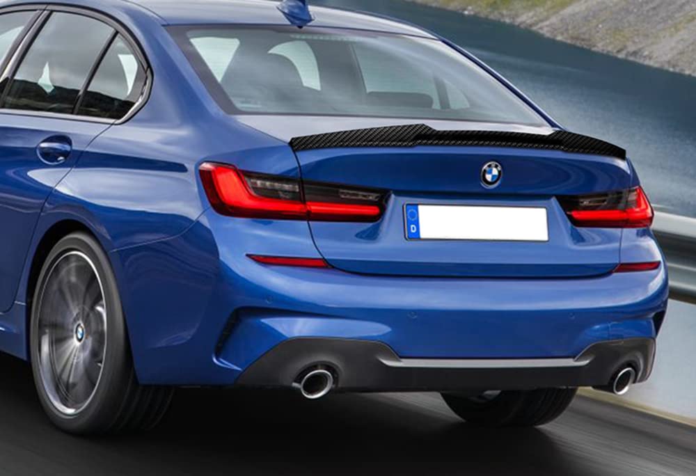 Q1-Tech Real Carbon Fiber Rear Trunk Spoiler Wing for 2019-2025 BMW 3-Series G20/G28 (320i 330i M340i) - M4 Style Lip Spoiler - Enhances Aerodynamics & Sporty Look for Street Racing & Car Shows