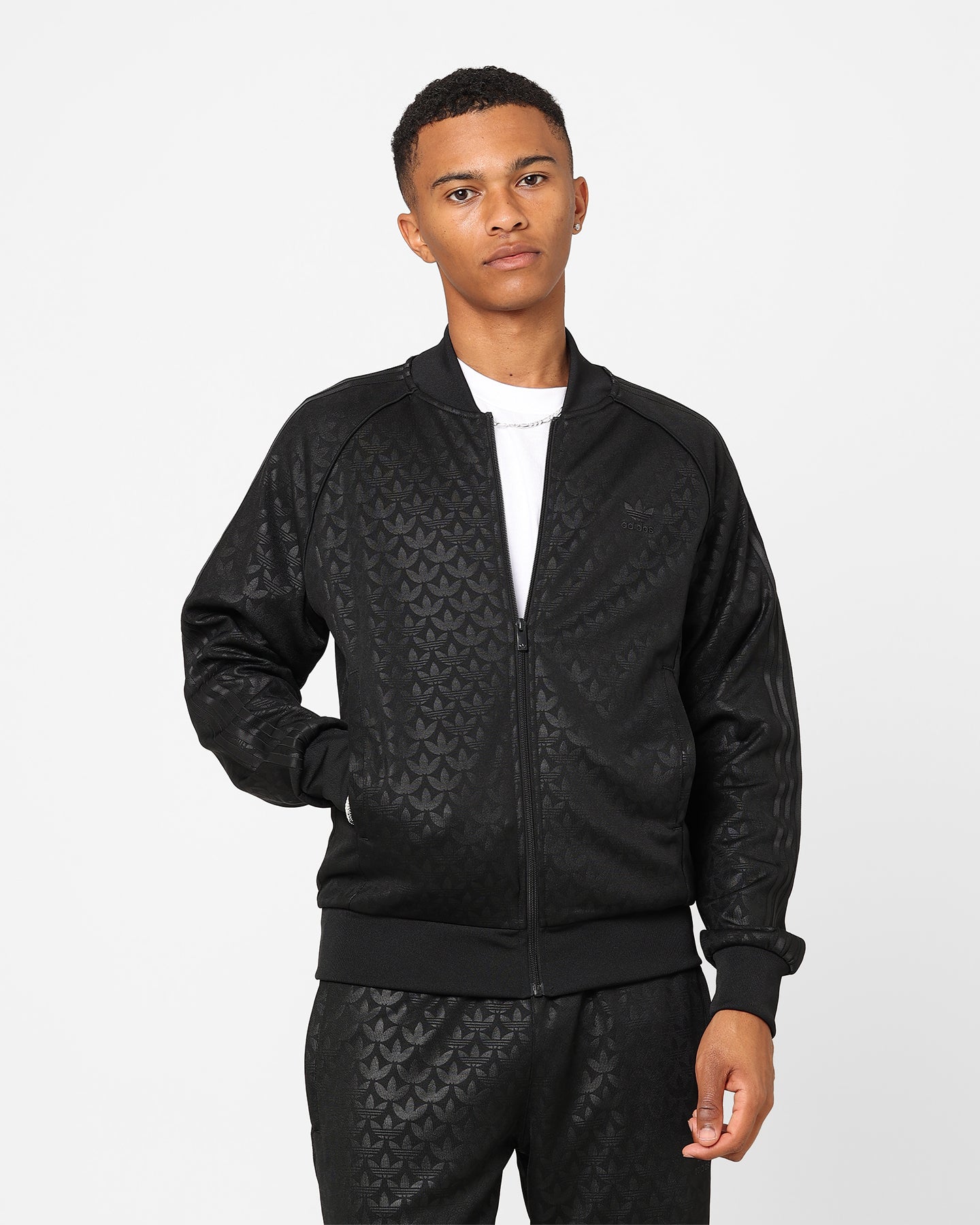 Adidas Monogram Straight Tracksuit Jacket for Men - Black Athletic Running Jacket with Graphic Design | Perfect for Gym, Jogging & Streetwear Fashion