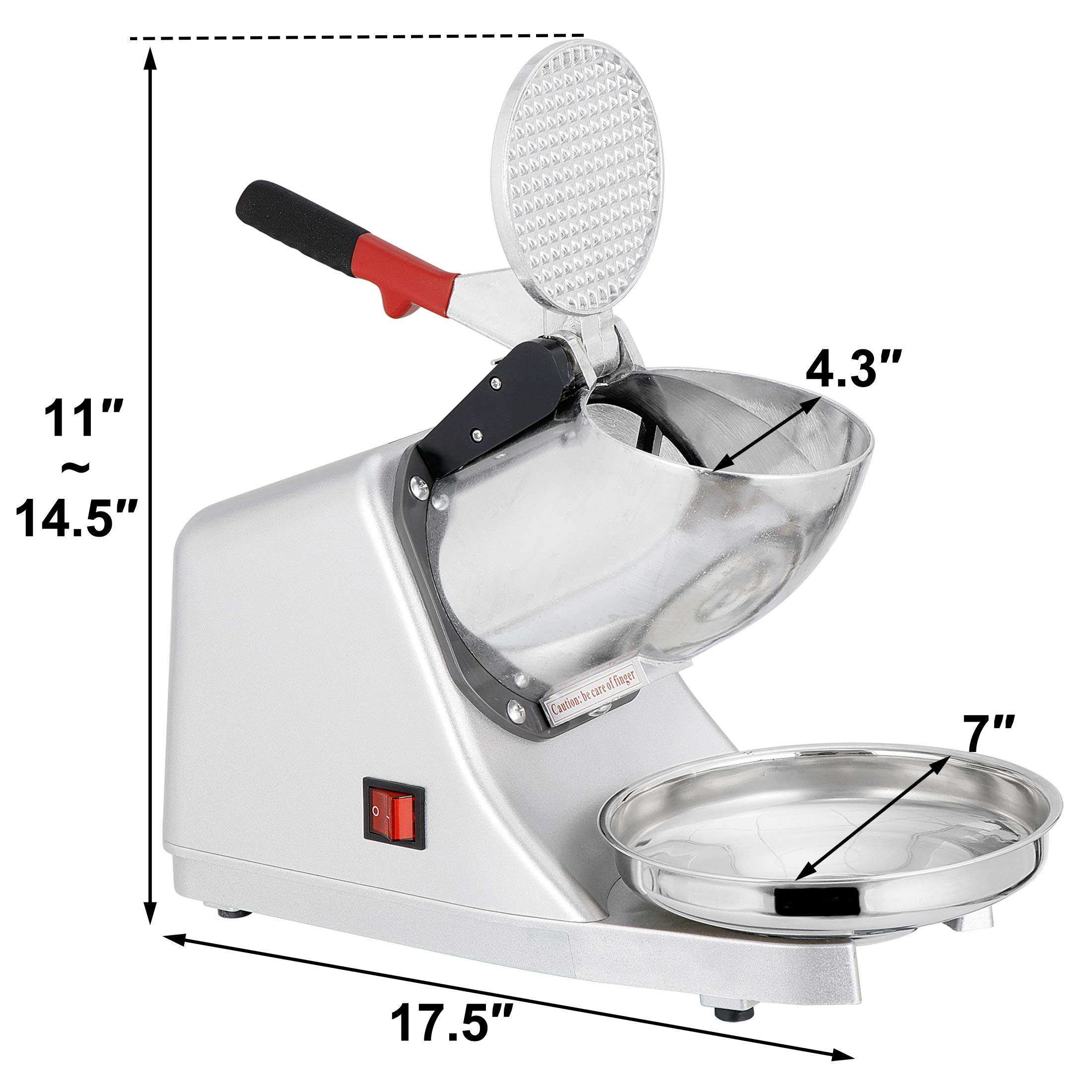 Upgraded 300W Electric Ice Shaver Machine - Commercial Ice Crusher for Snow Cones, Slushies & Cocktails - 145 lbs/Hour Capacity (Silver) - Perfect for Home Bars, Parties & Restaurants