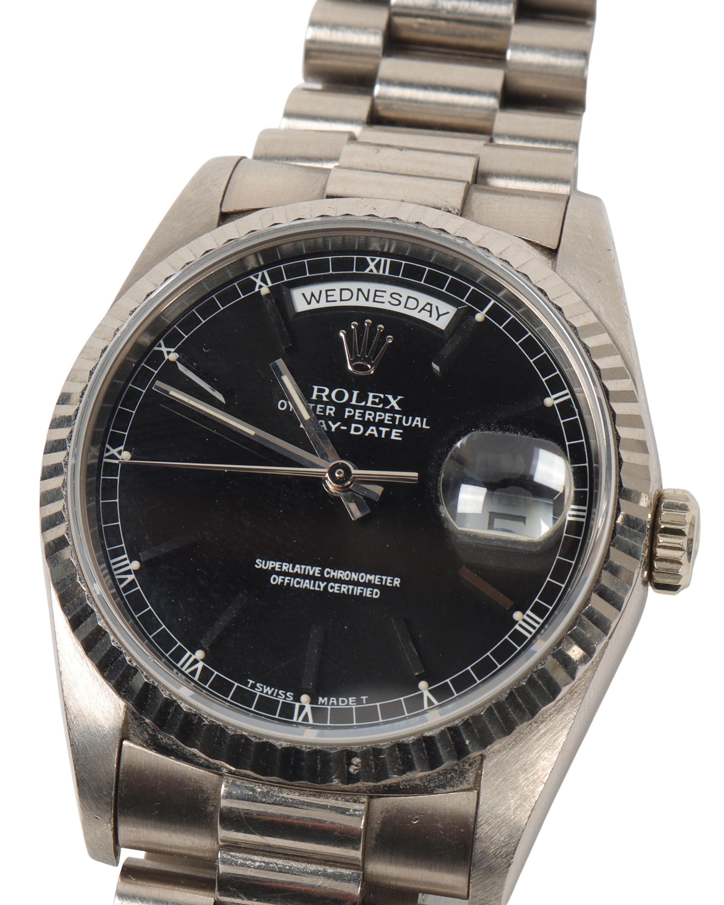18K White Gold Day Date Watch - Luxury Men's Dress Watch for Business & Formal Occasions
