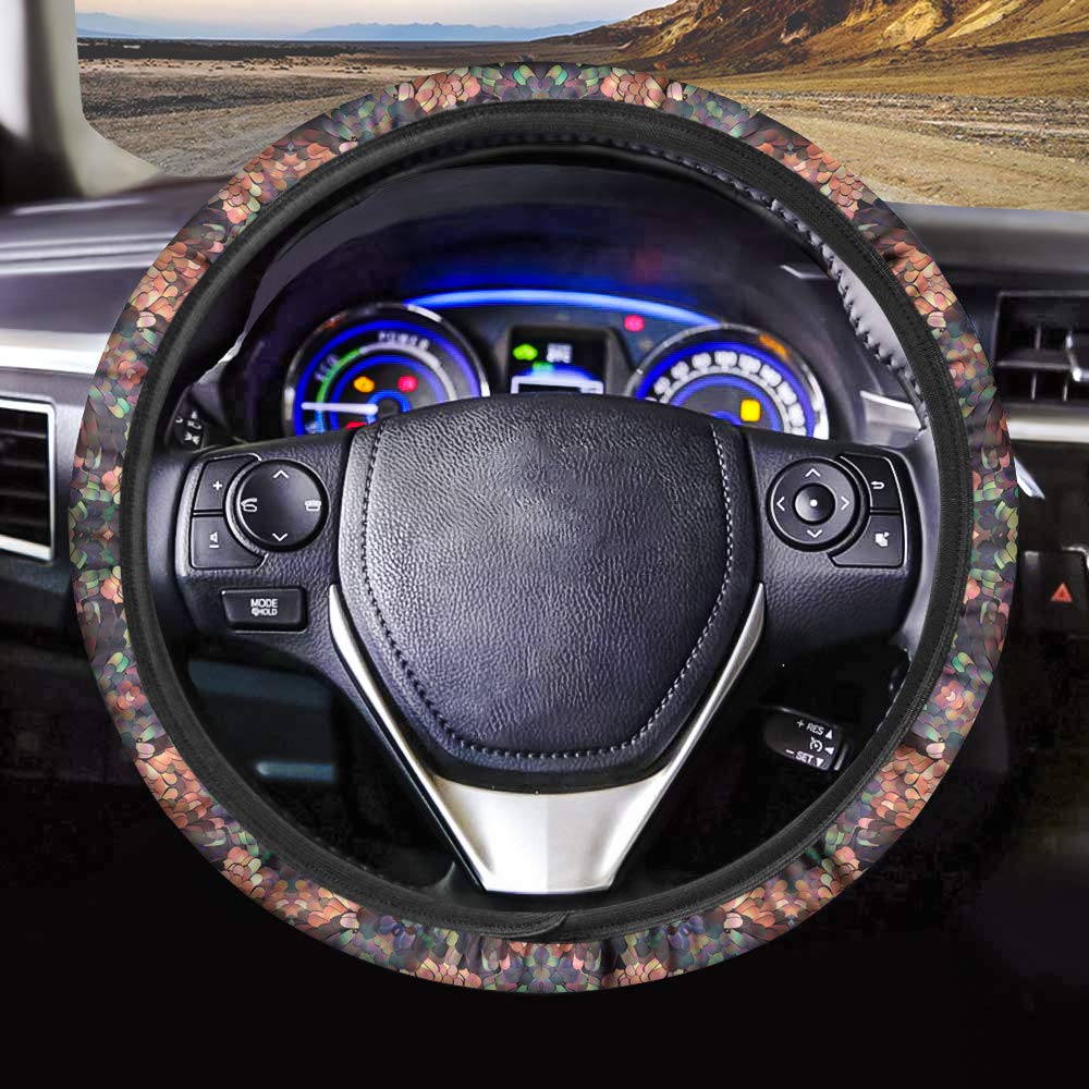 Dreaweet Floral Steering Wheel Cover - Universal 15 Inch Anti-Slip Wheel Protector for Women & Girls | Soft Grip, Stylish Car Accessory for Daily Commute & Road Trips