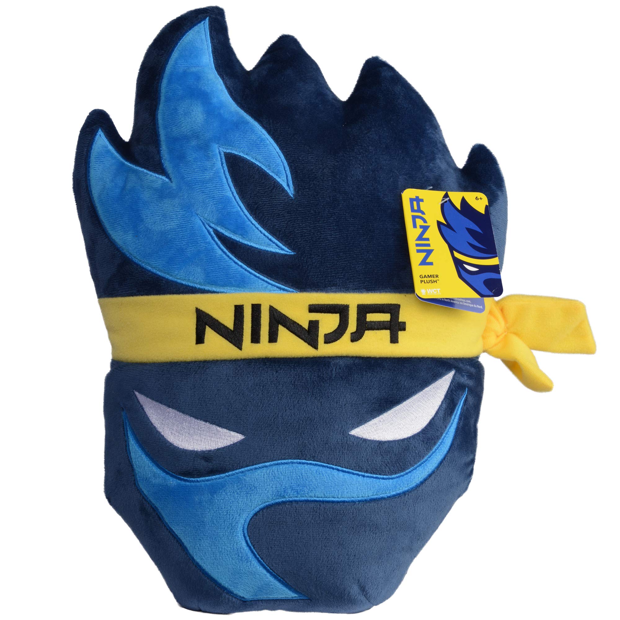 Wicked Cool Toys Ninja Gamer Plush Pillow 15 Inch - Fortnite Streamer Tyler Blevins Logo - Soft Gaming Decor for Bedroom & Game Room - Perfect Gift for Gamers Age 6+ - Great for Sleepovers, Streaming Backdrops & Esports Fan Gifts