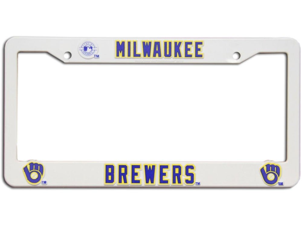 MLB Milwaukee Brewers Plastic License Plate Frame - White | Officially Licensed Car Accessory for Baseball Fans | Perfect for Tailgating & Game Day