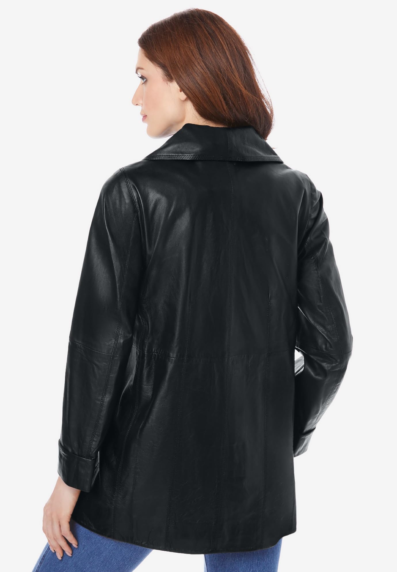 Roaman's Women's Plus Size A-Line Leather Jacket - Stylish Faux Leather Moto Jacket for Curvy Women | Perfect for Casual Outings, Date Nights & Fall Fashion