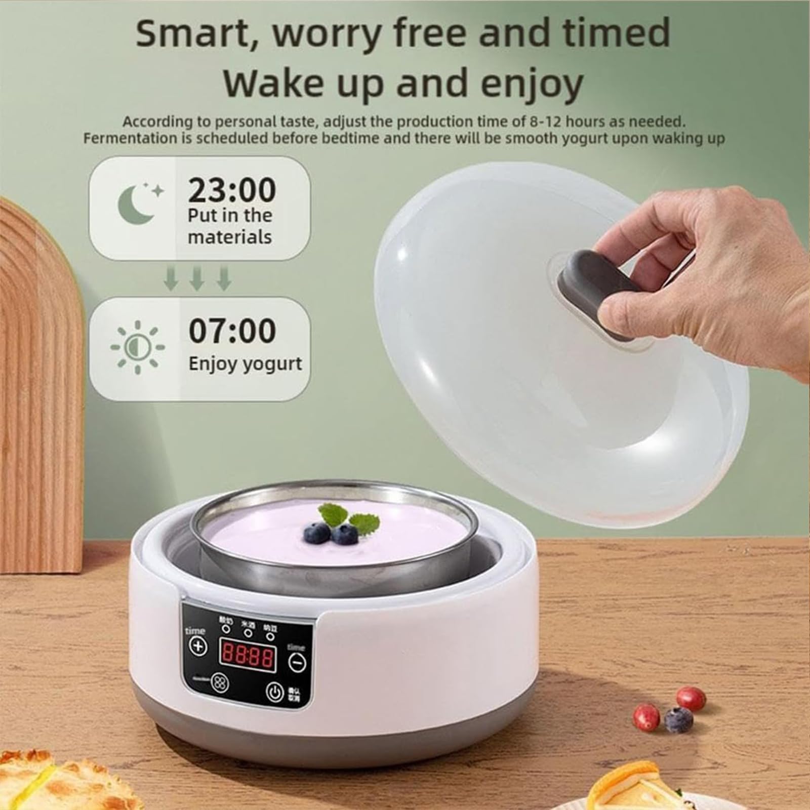 40oz Electric Yogurt Maker Machine with LCD Display & Glass Jar - 36-Hour Automatic Yogurt Maker with Precise Temperature Control for Home Use | Perfect for Probiotic Yogurt, Greek Yogurt, and Healthy Breakfasts