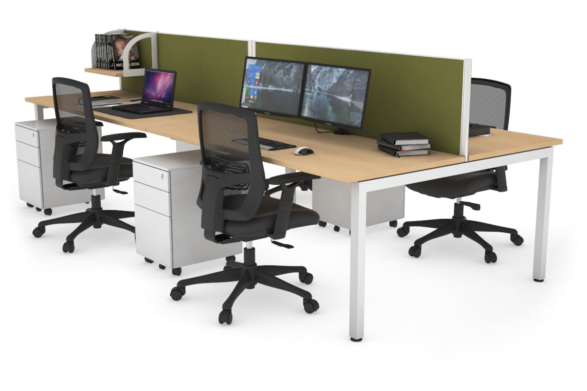 Quadro Square Legs 4-Person Office Workstation Desk - 1800mm x 700mm (71