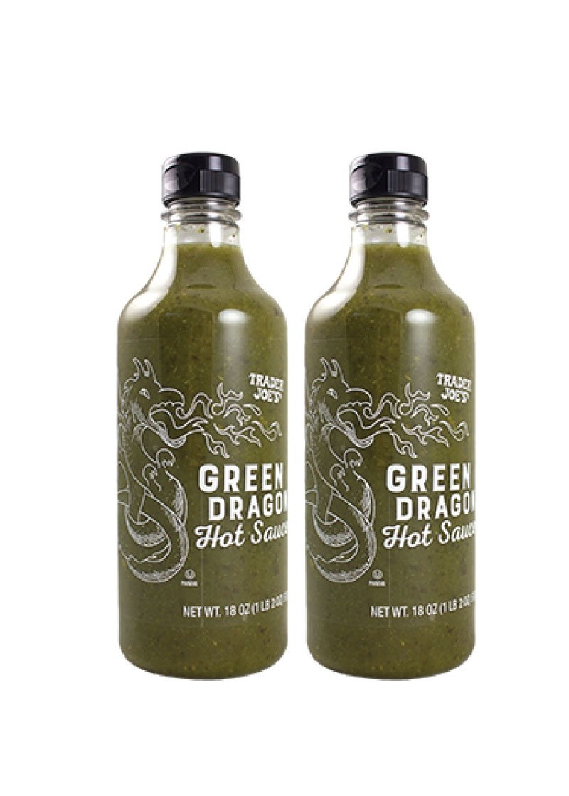 Trader Joe's Green Dragon Hot Sauce - 2 Pack (18 oz Each) | Spicy Jalapeno Pepper Sauce for Tacos, Wings & Mexican Food | Perfect for Cooking, Grilling & Gifting