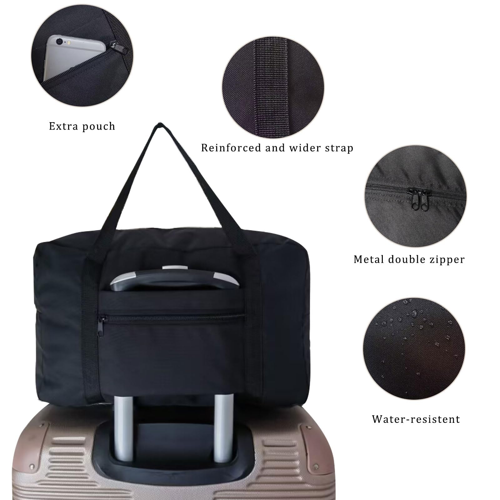 Foldable Travel Duffel Bag for Spirit Airlines - Waterproof Carry-On Luggage, Personal Item Bag | Unisex Overnight Weekender for Business Trips, Gym & Weekend Getaways