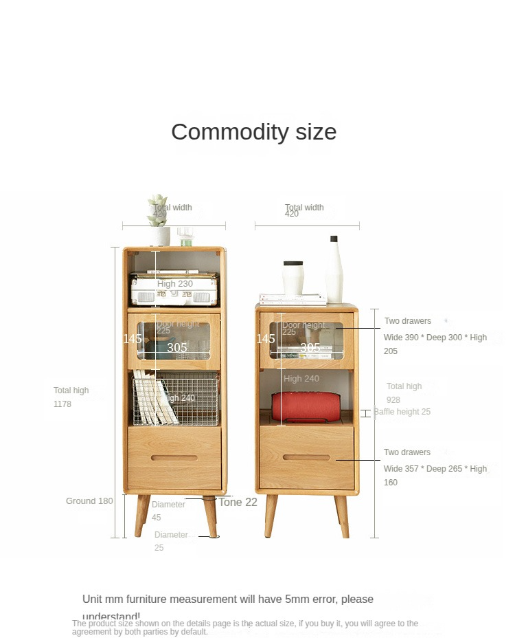 Solid Oak Wood Glass Display Cabinet - Elegant Sideboard for Living Room, Dining Room & Office Storage | Perfect for Showcasing China, Books & Decor
