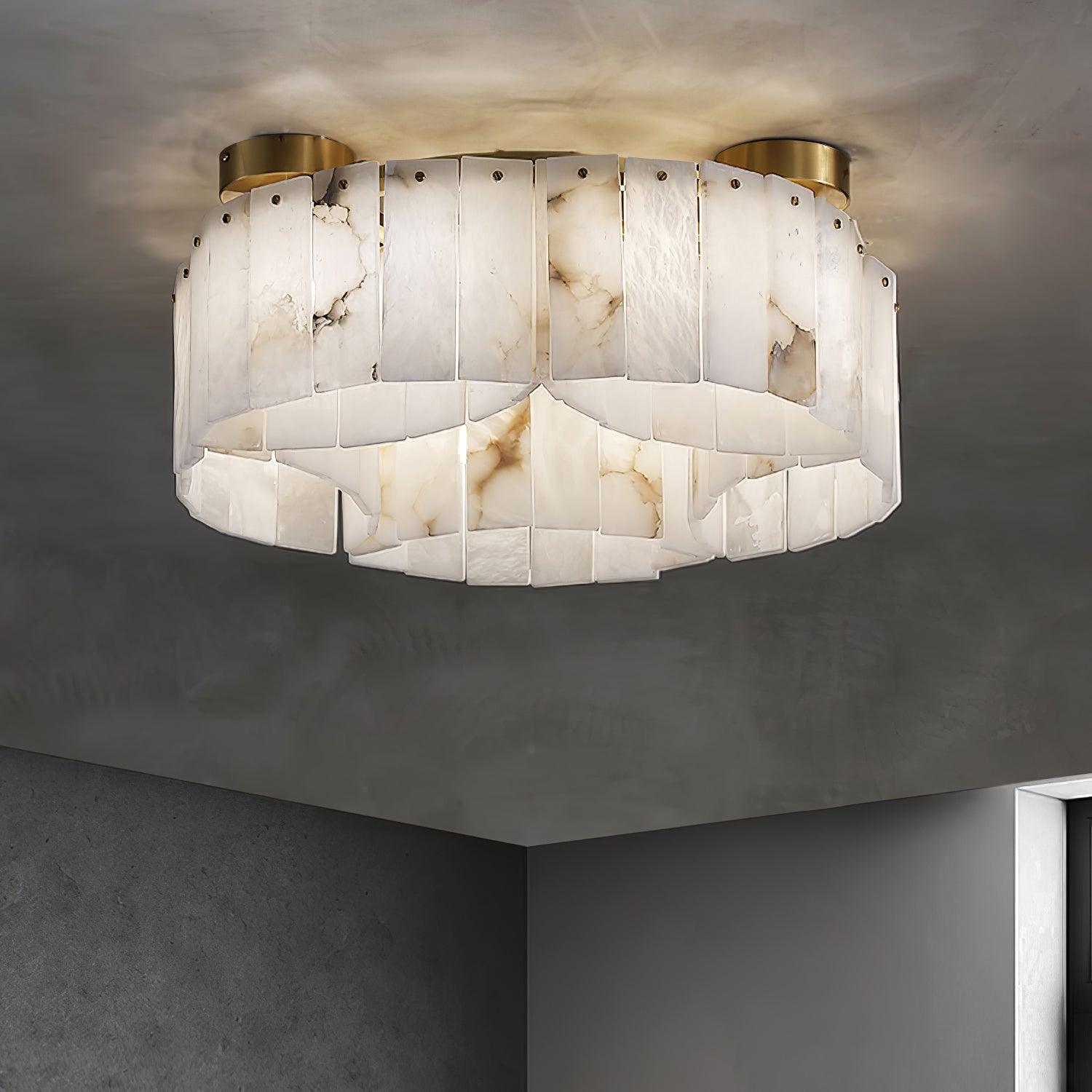 Luxury Alabaster Brass Ceiling Light Fixture - Modern Chandelier for Dining Room, Bedroom & Living Room Lighting Decor