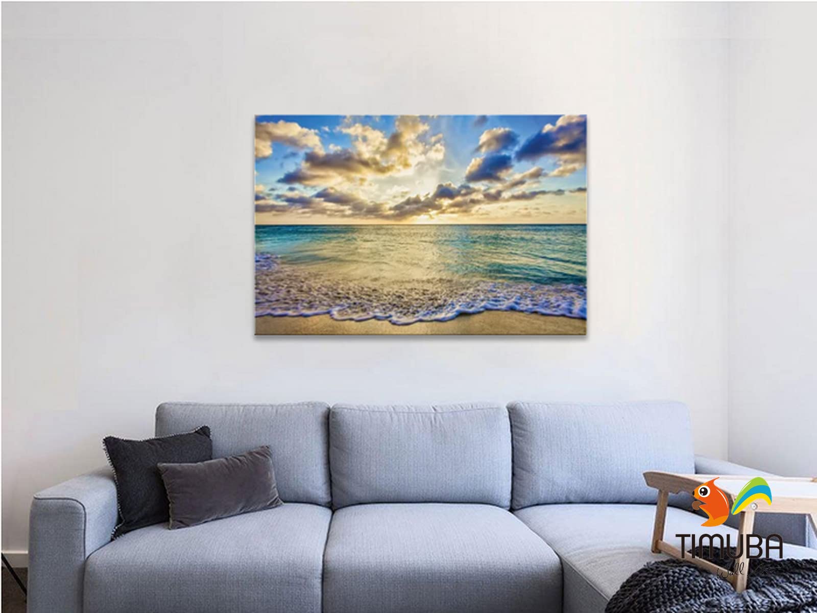 Beach Wall Art Canvas Print - Coastal Bathroom & Living Room Decor, Sunset Landscape Picture for Home (32x48 Inches) - Perfect for Beach Houses, Bathrooms & Coastal Themed Interiors