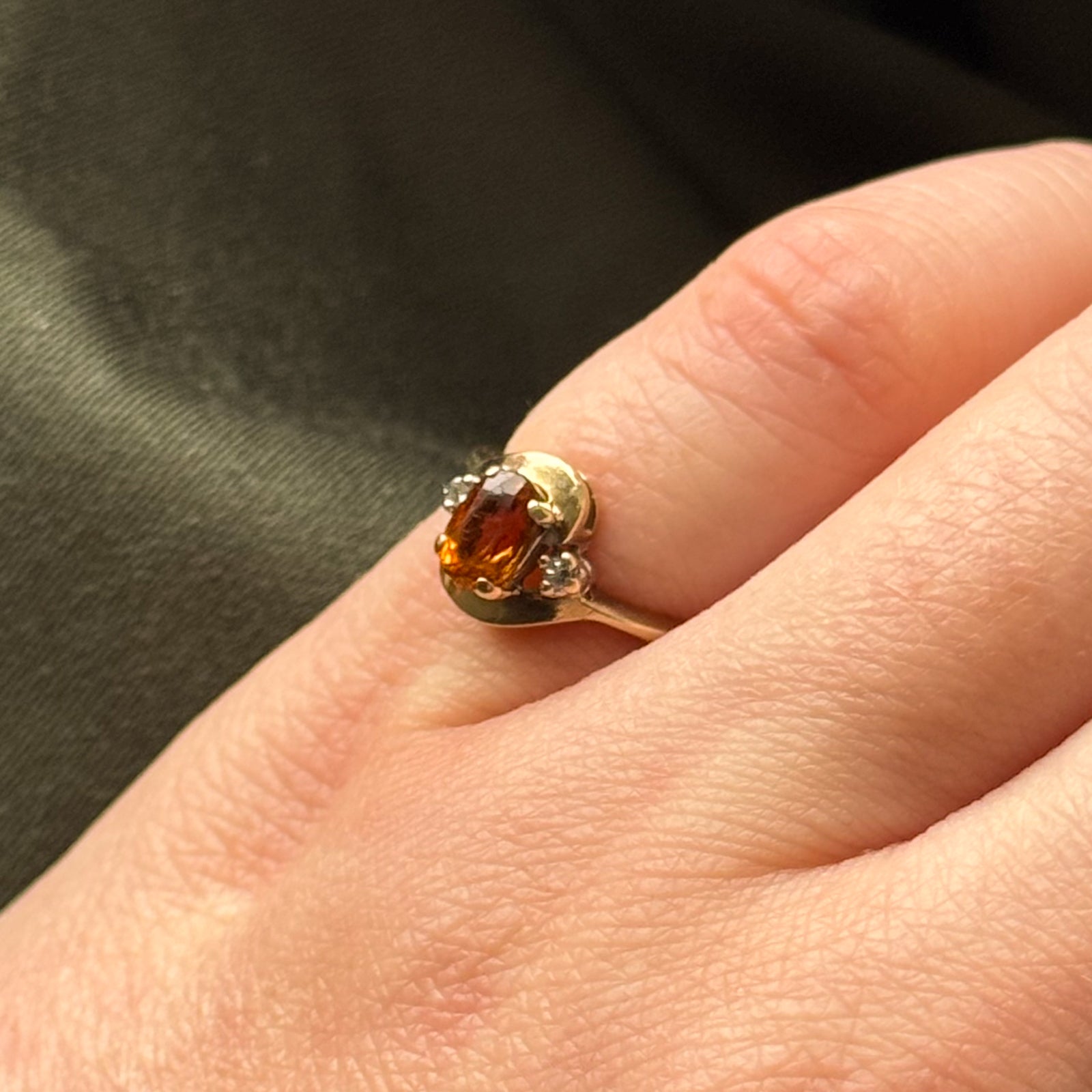 Mandarin Citrine & Diamond Ring | 0.37ct Citrine & 0.02ctw Diamonds | Size 3 | Elegant Birthstone Jewelry for Women, Perfect Gift for Anniversary, Birthday & Special Occasions