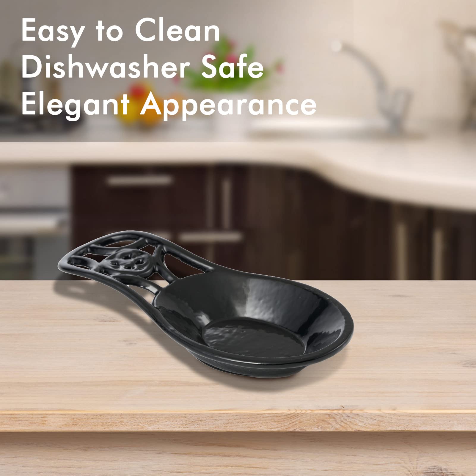 Cast Iron Spoon Rest for Stove Top - Heavy Duty Utensil Holder, Dishwasher Safe Kitchen Accessory, Black - Perfect for Cooking and Serving on Countertops
