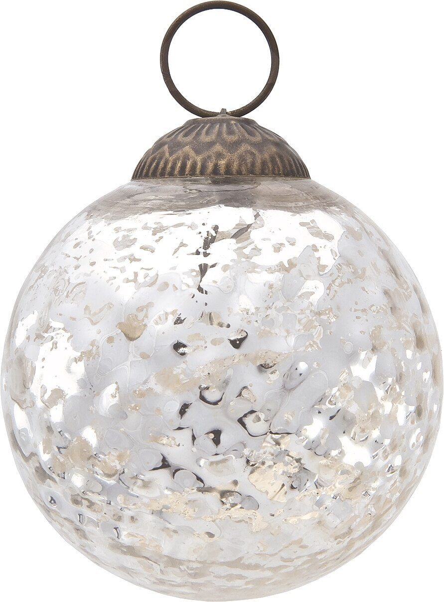 3 Pack Silver Joy Mercury Disco Ball Glass Ornaments - Christmas Tree Decorations for Holiday Party, Home & Office Decor