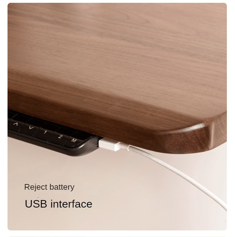 Black Walnut Solid Wood Electric Standing Desk - Adjustable Height Office Desk for Home & Workspace - Perfect for Remote Work, Gaming, and Ergonomic Comfort