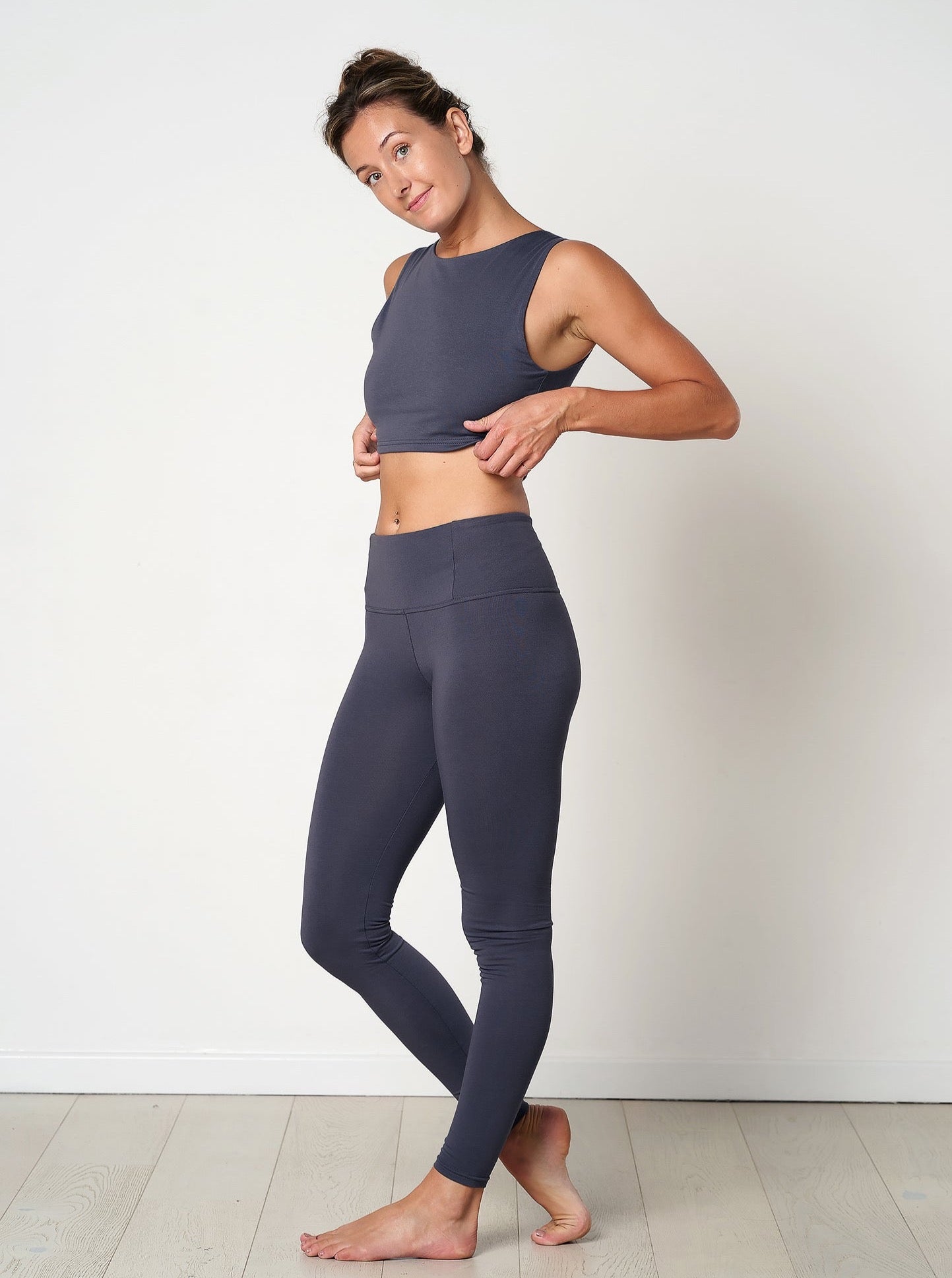 Gossypium Rhythm Yoga Leggings for Women - High Waisted Stretchy Workout Pants in Ash Grey | Perfect for Yoga, Pilates & Gym