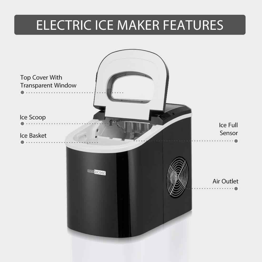 VIVOHOME 11 Inch Electric Dual Blade Ice Crusher Shaver - Snow Cone Maker Machine & Automatic Ice Shaver for Home, Parties, and Commercial Use - Perfect for Cocktails, Smoothies, and Frozen Treats