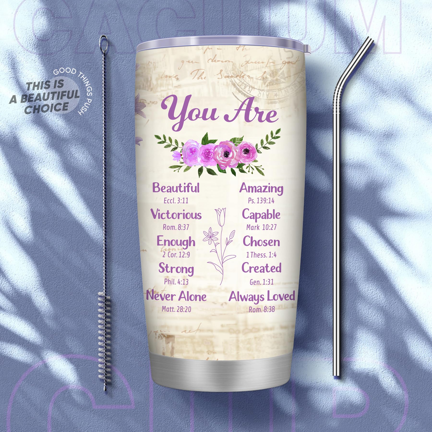 Christian Gifts for Women - Inspirational Religious Stainless Steel Tumbler 20oz, Perfect Birthday Gift for Best Friend, Sister or Mom - Great for Church, Bible Study & Daily Encouragement