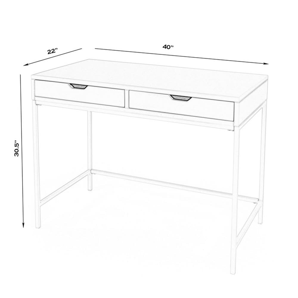 White Modern Desk with Drawers for Home Office & Study