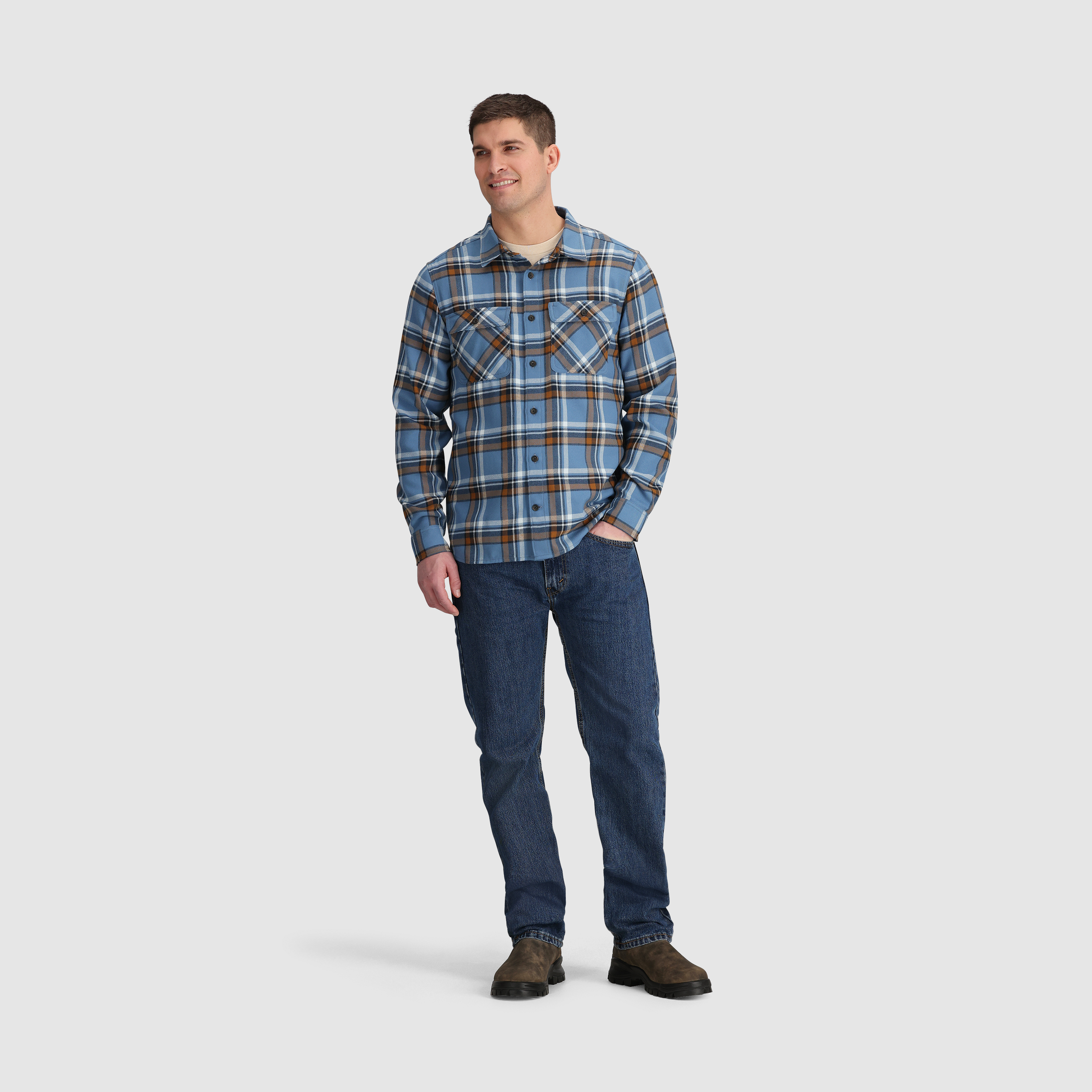 Men's Comfortable Feedback Flannel Twill Shirt - Soft Plaid Long Sleeve Button Down for Casual Wear & Outdoor Activities