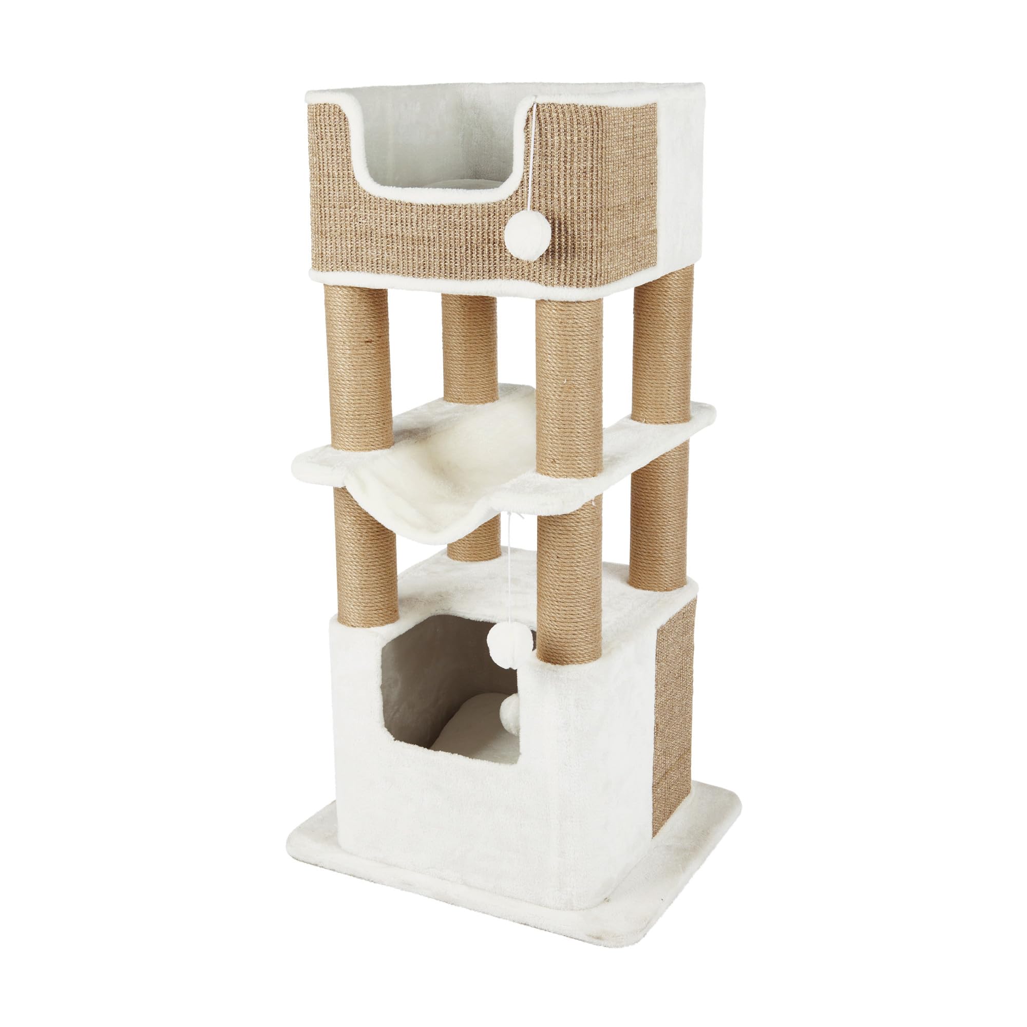 TRIXIE Lucano XXL 43-inch Cat Tower with Sisal Scratching Posts, Plush Condo, Cushions & Dangling Toys - Brown | Large Cat Tree for Indoor Cats, Multi-Level Play & Resting Space for Kittens & Adult Cats