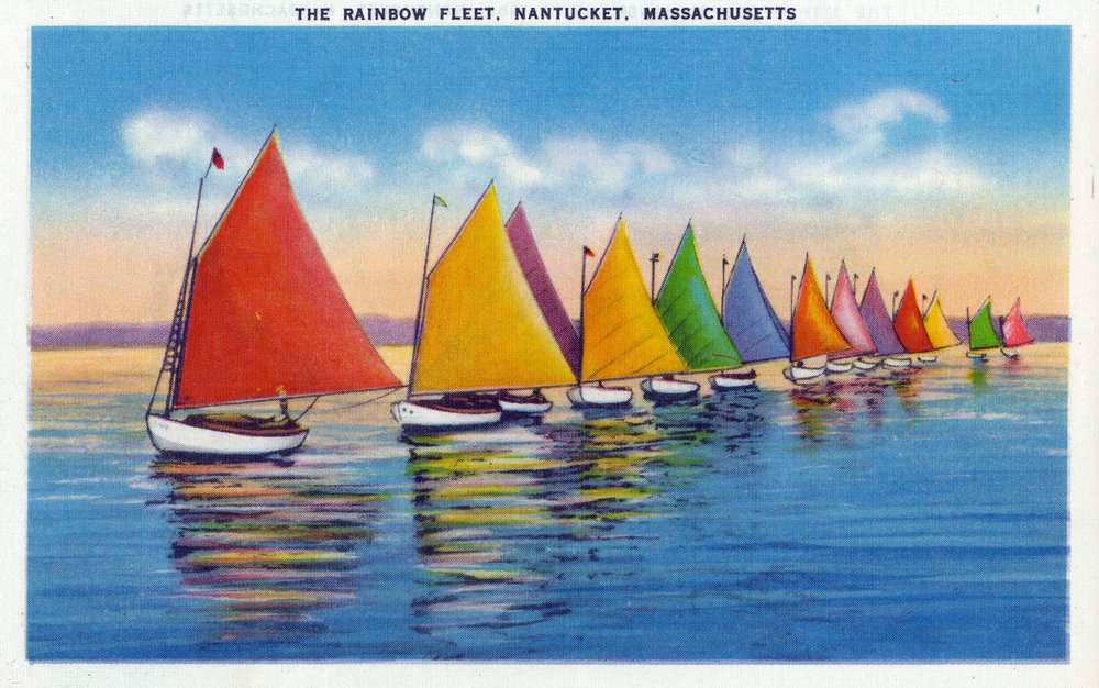 Nantucket Massachusetts Rainbow Sailboat Fleet 18798 - 24x36 Signed Art Print, Premium Wall Decor Poster for Living Room, Office & Coastal Home Decor