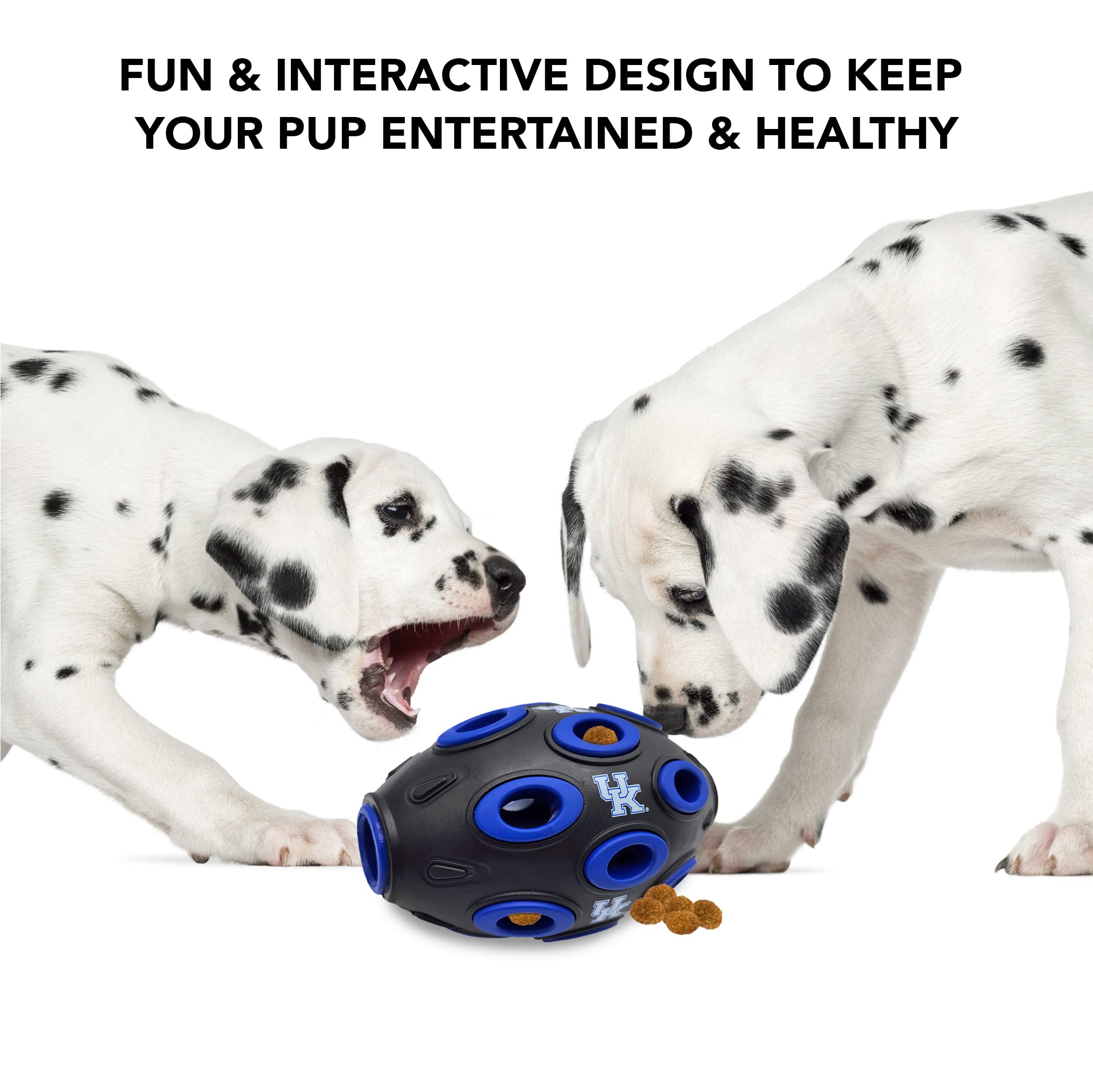 NCAA Kentucky Wildcats Football Dog Treat Dispensing Toy - Interactive Rubber Ball for Dogs & Cats - Natural Rubber Pet Feeding Toy (KY-3622) - Perfect for Training, Playtime & Mental Stimulation