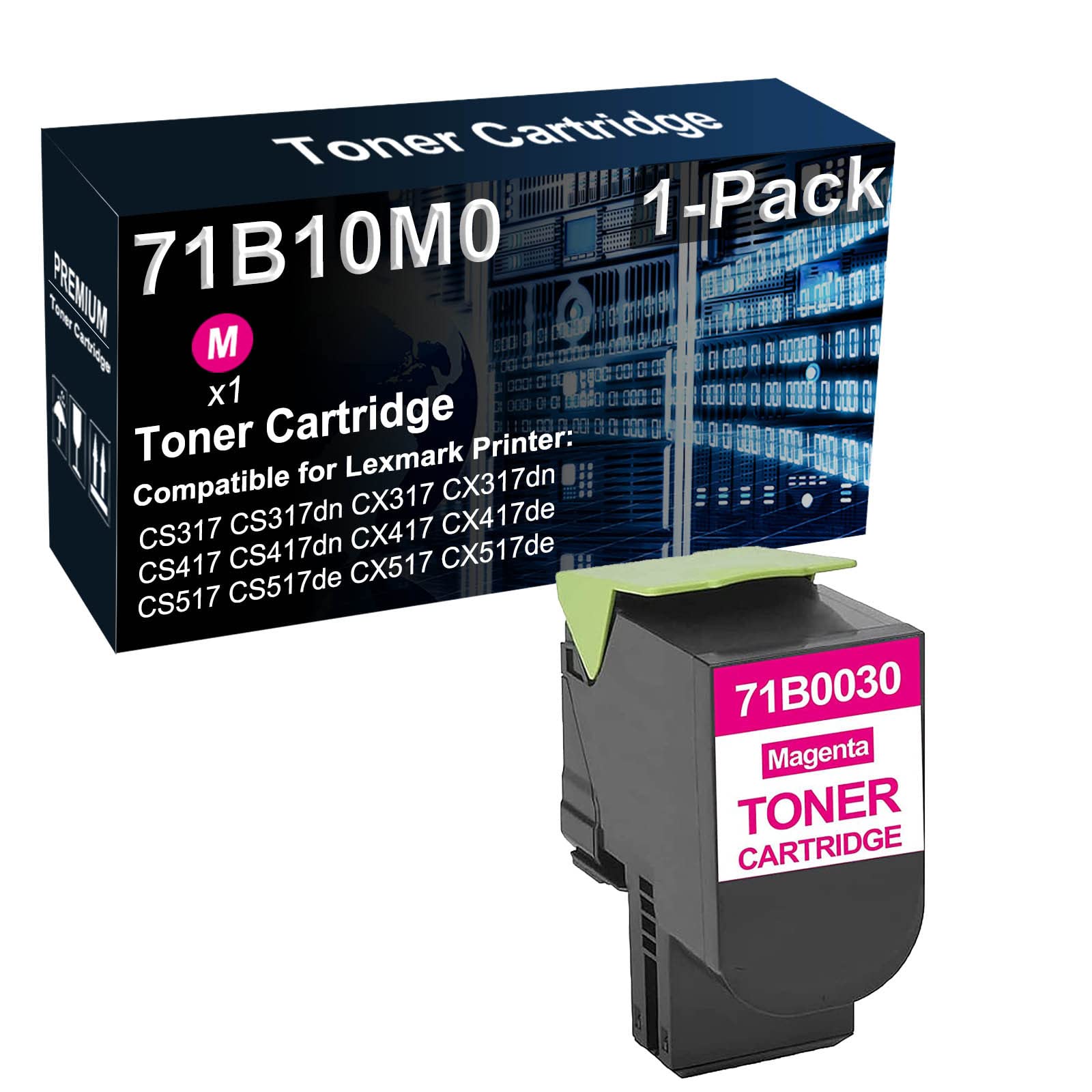 High-Yield 71B0030 71B10M0 Compatible Magenta Laser Toner Cartridge (1-Pack) for Lexmark CS317dn CX317 CS417dn CX417 CS517de CX517 Printers - Perfect for Office Documents & Business Printing