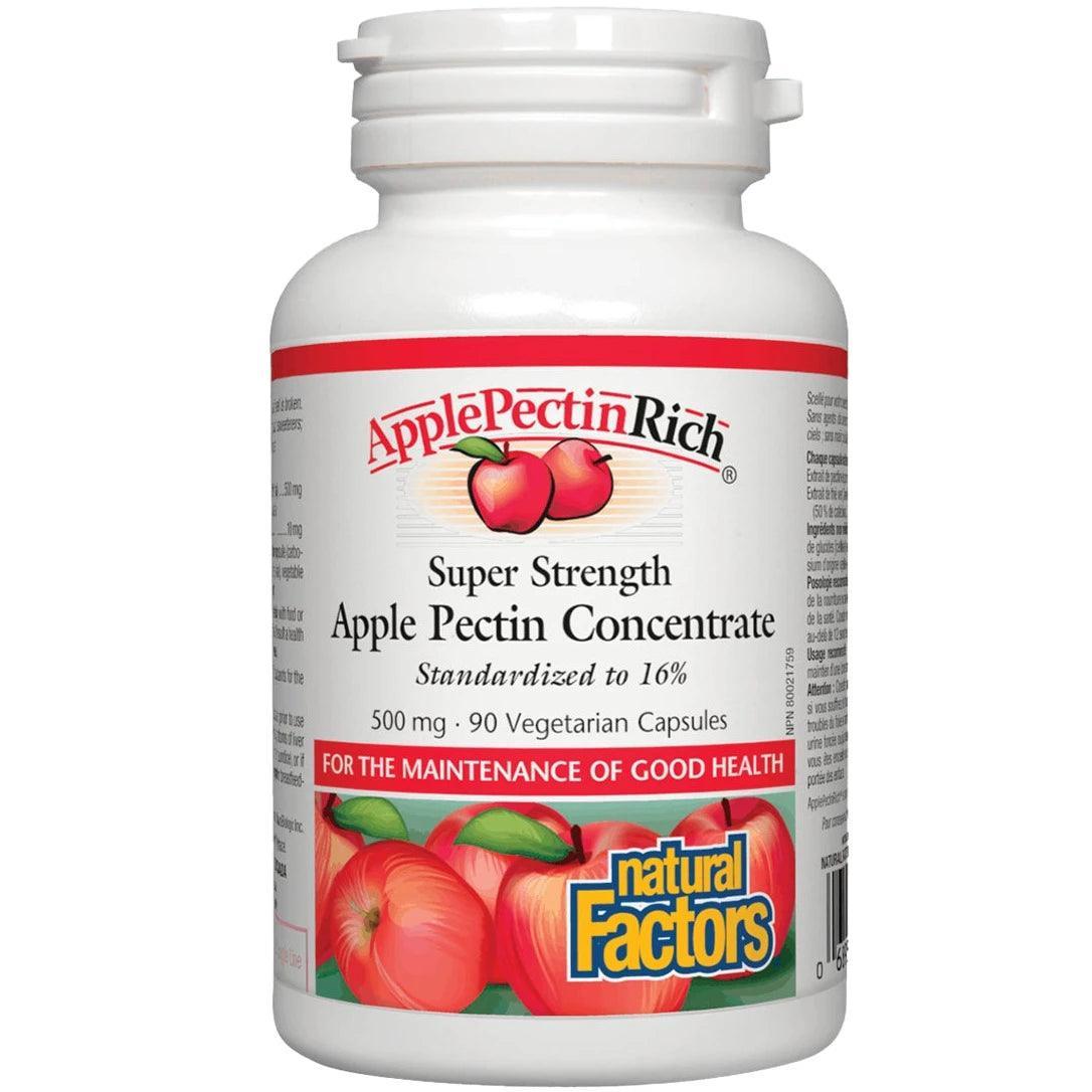 Natural Factors Apple Pectin 500mg Super Strength Concentrate - 90 Veggie Capsules for Digestive Health & Detox Support - Ideal for Gut Cleansing, Cholesterol Management & Immune Boosting