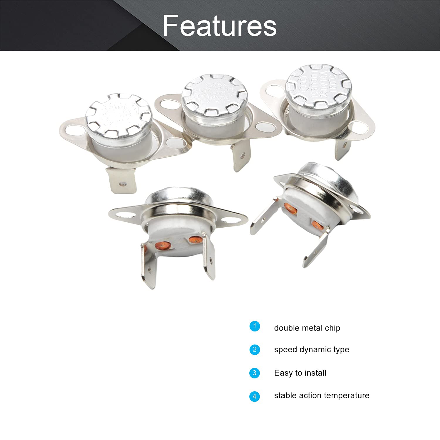 Fielect 5Pcs KSD301 Thermostat 160°C/320°F NC Adjustable Snap Disc Limit Control Switch - Thermal Protection for Microwave, Coffee Maker & Home Appliances | High Temp Safety Switch
