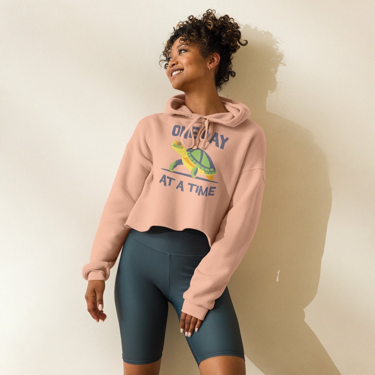 Steady Journey Turtle Crop Hoodie - Cozy Sobriety Emblem Sweatshirt for Women | Casual Streetwear, Loungewear & Yoga Outfit