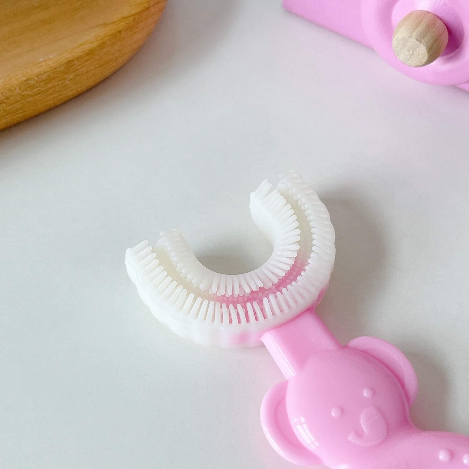 Kritiu Fruits Teether & U Shape Toothbrush - BPA-Free Silicone Baby Teething Toy & Toothbrush for Infants 6+ Months | Soft, Safe Oral Care for Teething Relief | Perfect for On-the-Go, Daycare & Home Use (Blue Grapes & Pink)
