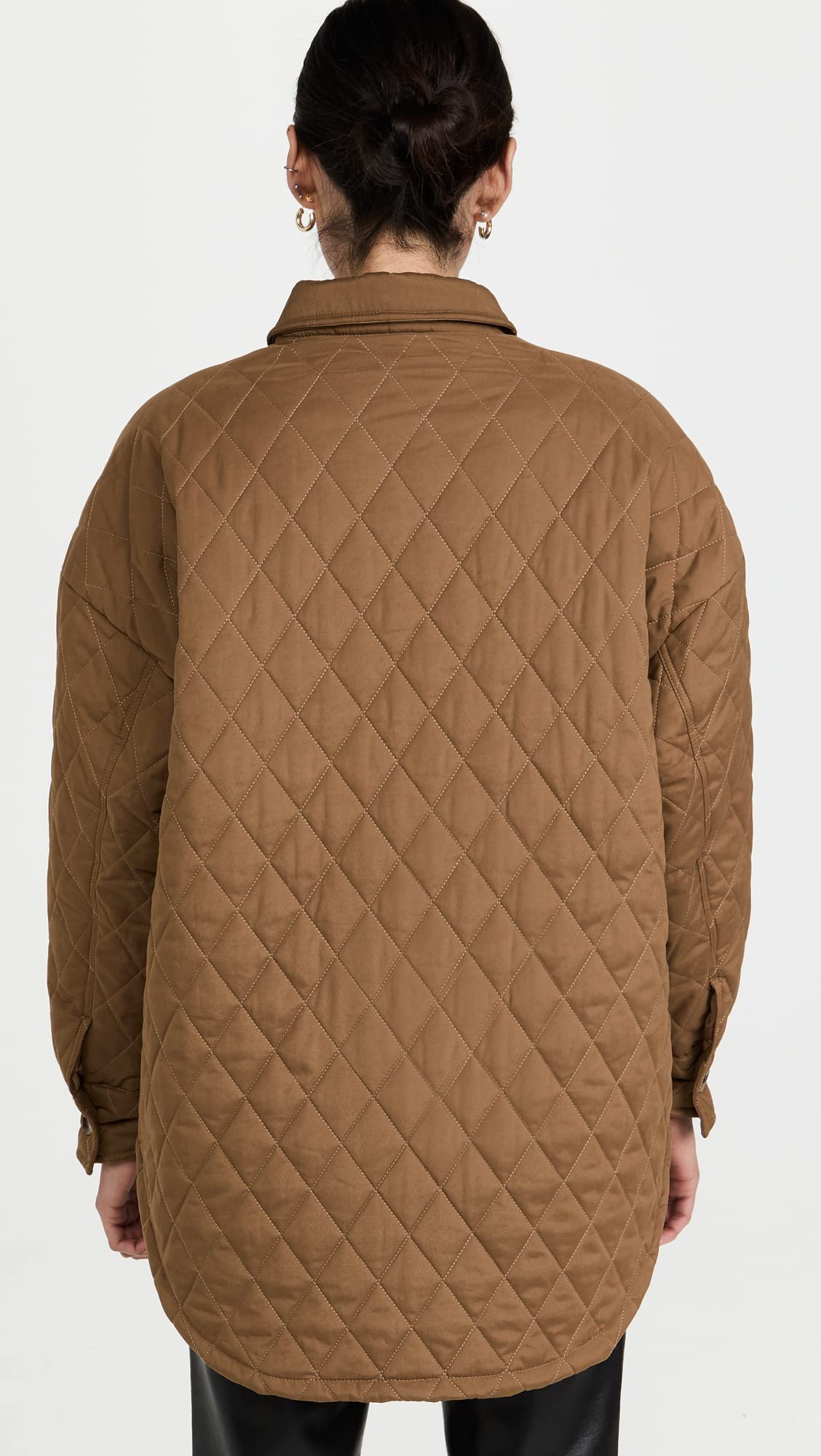 Good American Essentials Women's Quilted Sherpa Shacket Jacket - Cozy Winter Overshirt for Layering & Outdoor Activities