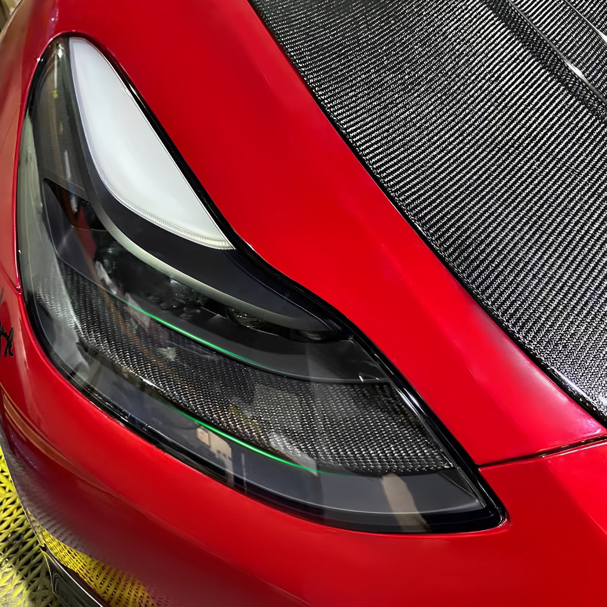 Premium Carbon Fiber Headlight Eyebrow Trim Replacement for Tesla Model 3 & Y - Enhance Style & Protection for Your Electric Vehicle