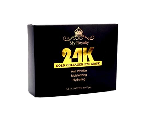 24K Gold Eye Mask 12 Pairs - Anti-Aging Collagen Eye Patches for Puffy Eyes, Dark Circles & Wrinkles with Hyaluronic Acid | Hydrating Under Eye Treatment for Tired Eyes, Perfect for Nighttime Skincare & Travel
