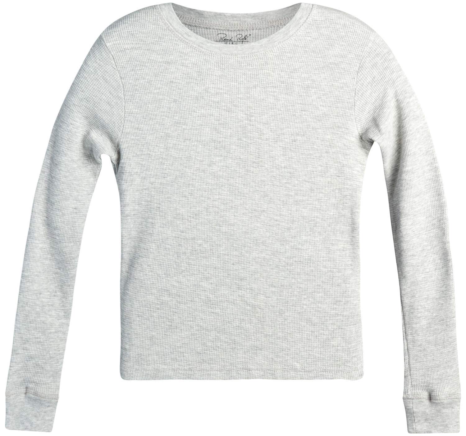 Rene Rofe Girls' Thermal Underwear Set - 4 Piece Waffle Knit Long Sleeve Top & Bottoms (2T-16) | Warm Winter Base Layer for Kids | Perfect for Cold Weather, Outdoor Activities & Layering