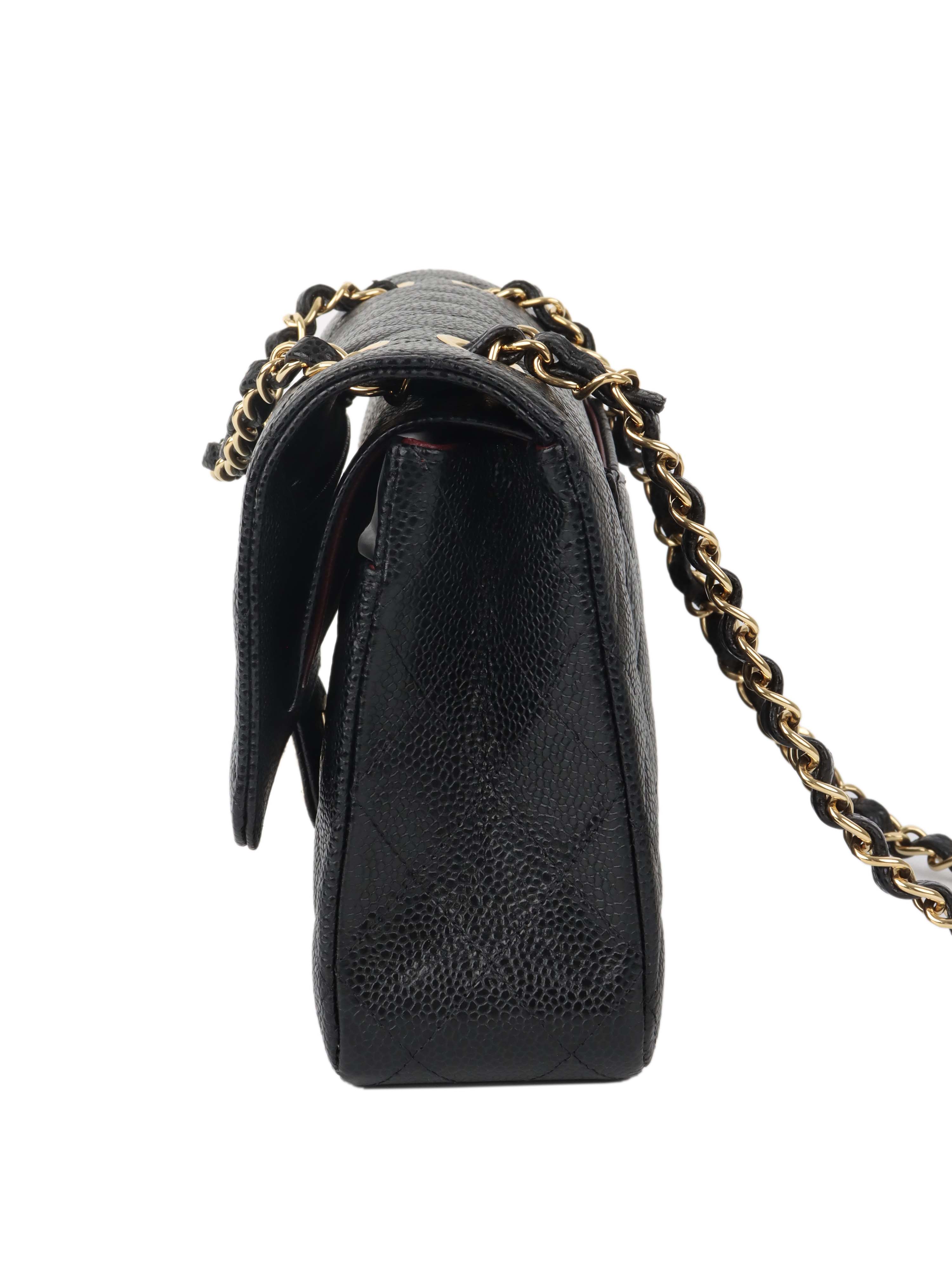 Chanel Black Medium Caviar Classic Flap Bag with Gold Hardware - Timeless Luxury Handbag for Women, Perfect for Evening Events & Special Occasions