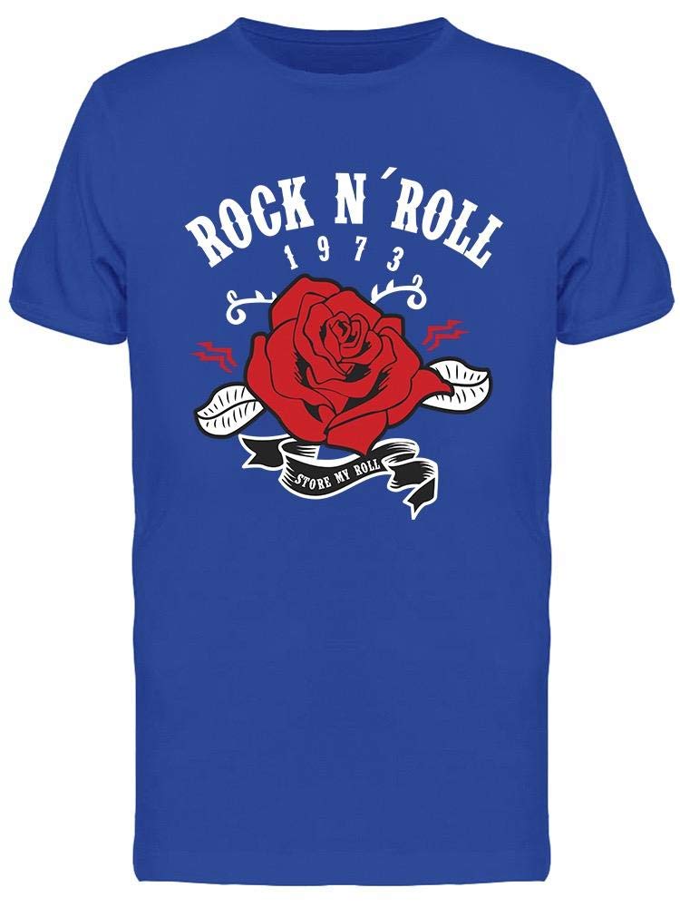Vintage 1973 Rock N Roll Red Rose Graphic T-Shirt for Men - Retro Music Band Tee for Concerts, Parties & Casual Wear