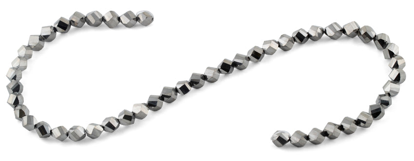 8mm Metal Grey Twist Faceted Crystal Beads for Jewelry Making - DIY Necklace, Bracelet & Earrings Crafting Supplies - Perfect for Boho, Wedding & Party Accessories