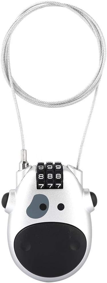CL131 Retractable 3-Dial Combination Cable Lock - Silver | Secure Laptops, Bikes, Lockers & Gym Bags | Anti-Theft Security for Home, Office & Travel