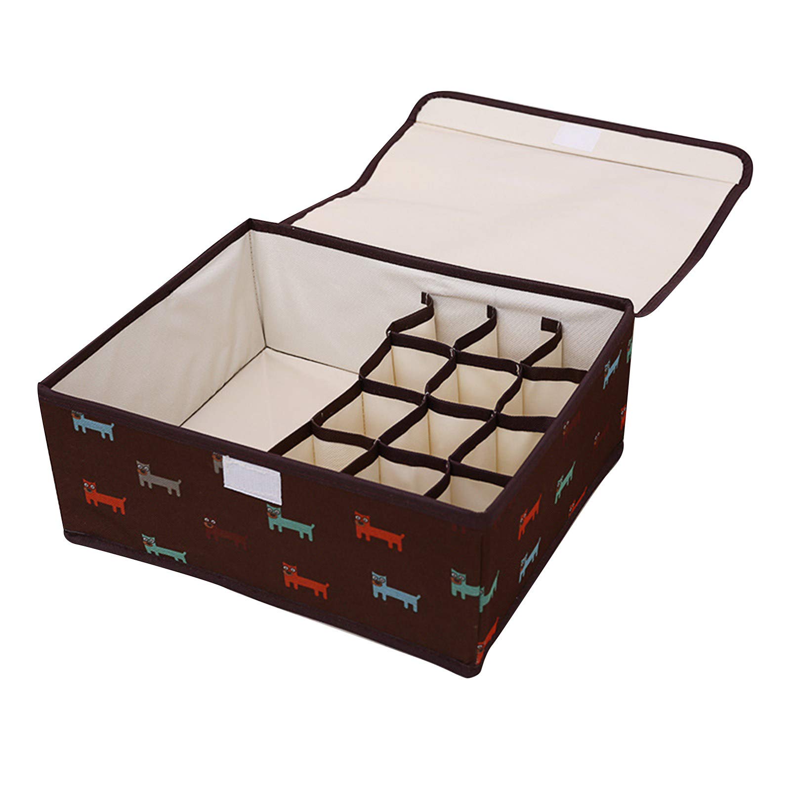 Hwangli 13 Compartment Underwear Organizer - Washable Bra & Sock Storage Box for Drawer, Closet & Travel - Perfect for Organizing Lingerie, Shorts & Small Clothing Items
