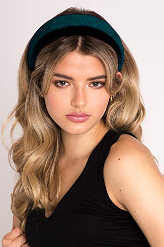 Elegant Velvet Padded Headband for Women & Girls - Wide Hoop Hair Accessory | Fashionable Head Wrap for Daily Wear, Parties & Special Occasions | Soho Style AC8463 Green