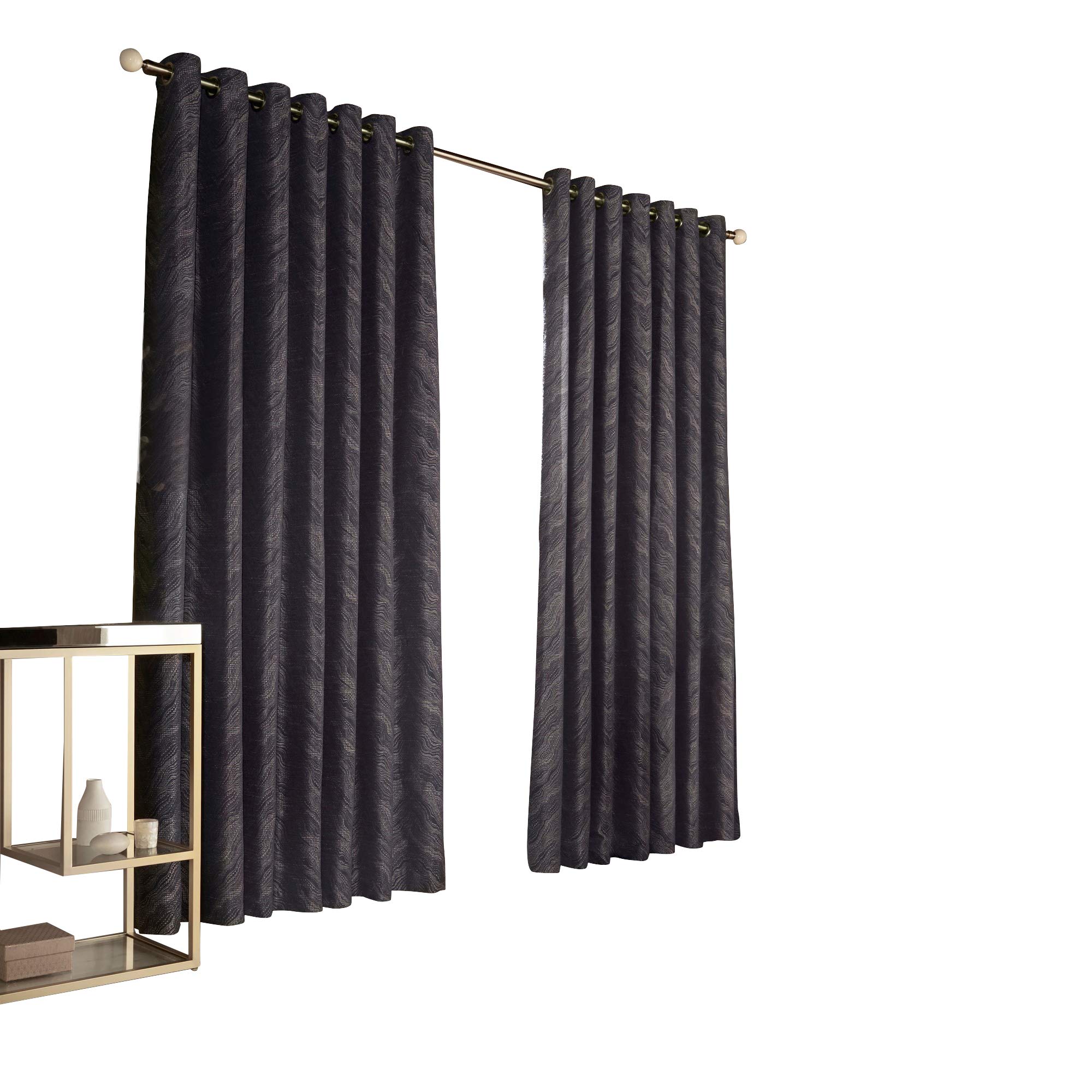 Himalaya Jacquard Design Eyelet Curtains (Pair) - Elegant Window Treatments for Living Room, Bedroom & Home Decor