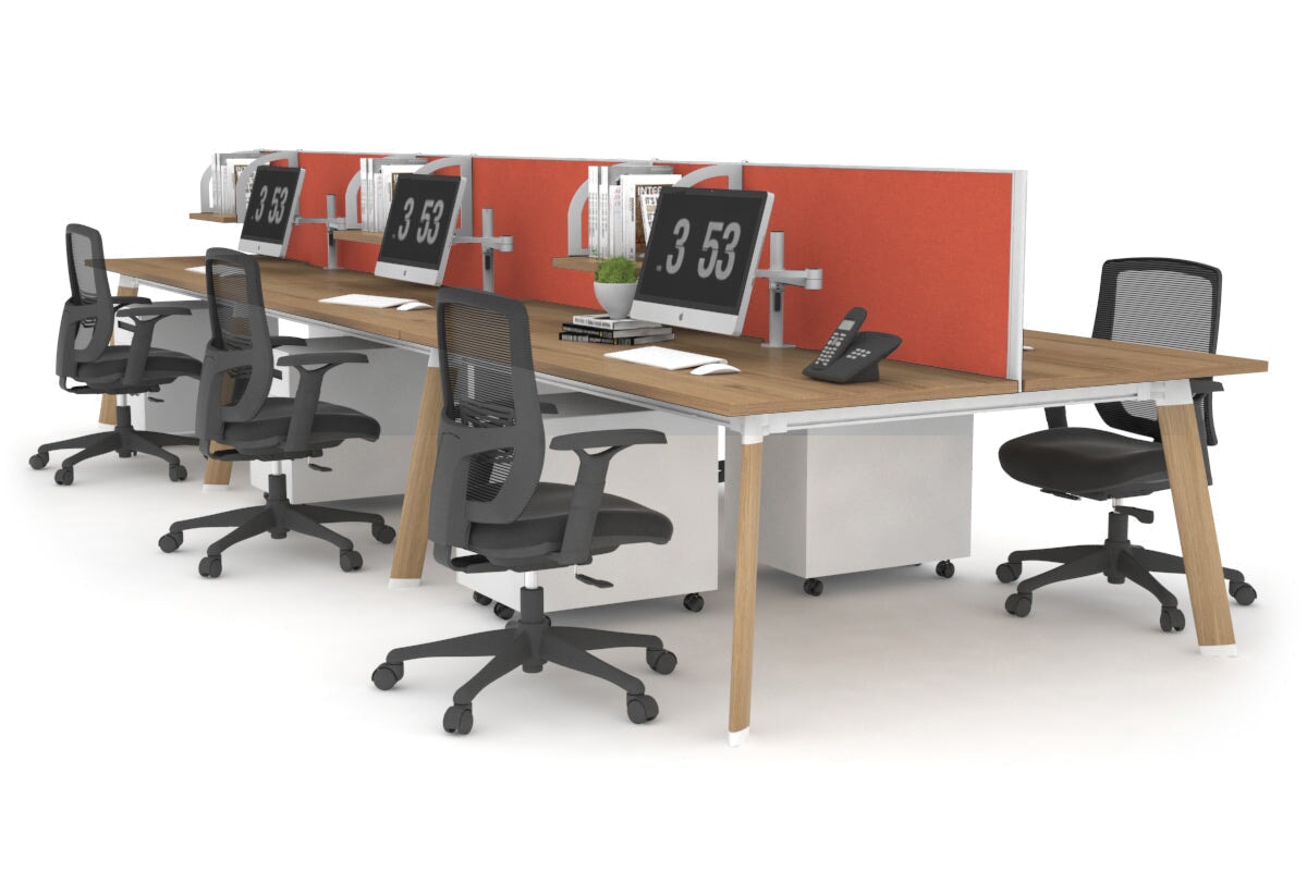 6-Person Wooden Workstation with Cable Management - 1400L x 800W Switch Office Desk for Team Collaboration | Perfect for Open Office Spaces & Conference Rooms